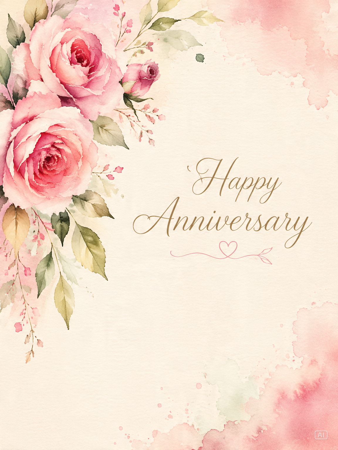 Watercolor floral anniversary card generated by Pippit