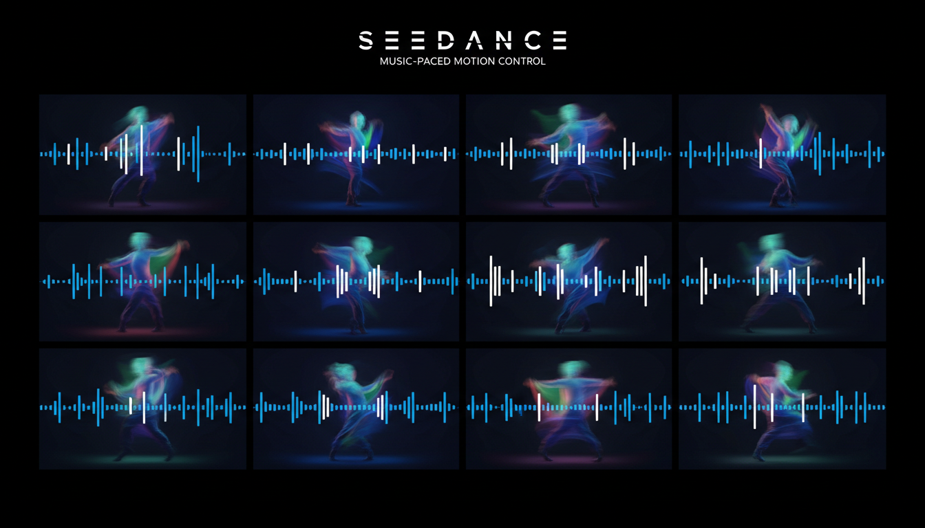 seedance _ vs _ veo _ gallery thumb: musikalische Bewegungssteuerung mit beatausgerichteten Frames.