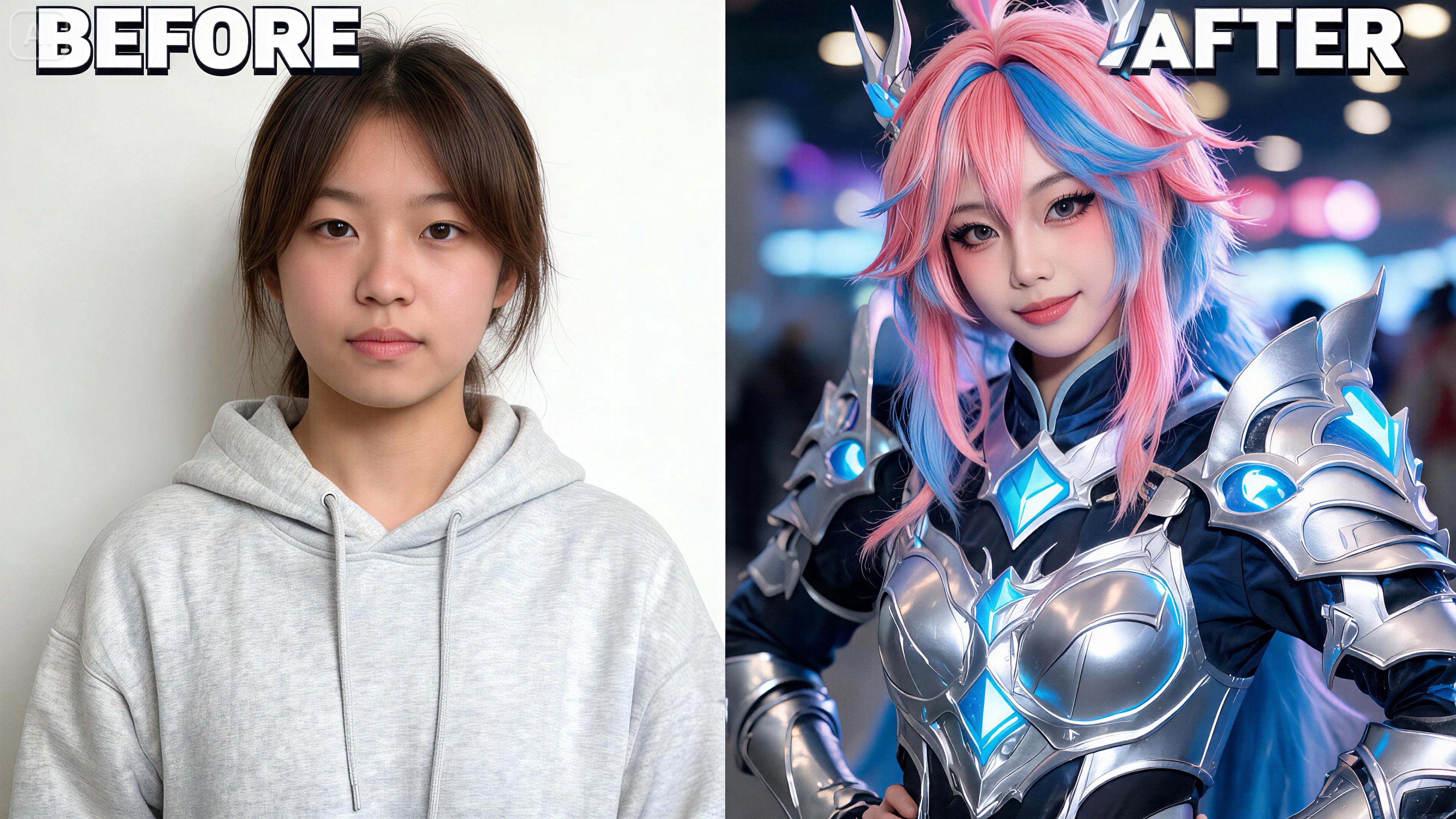 Anime cosplay dönüşüm istemi
