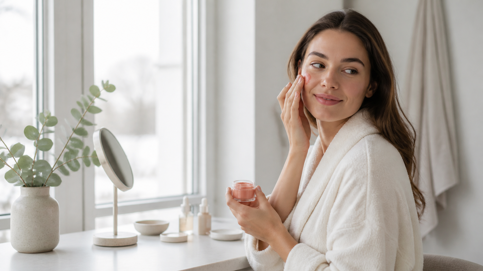 Creme-Rouge-Fensterlicht-Routine