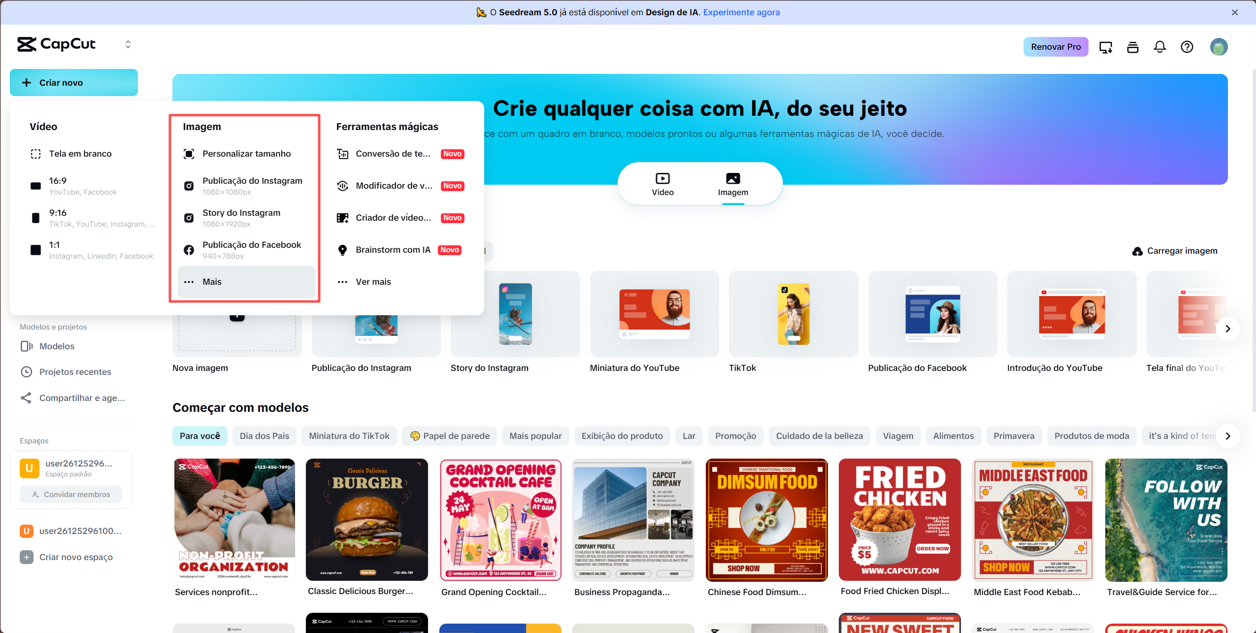 Open CapCut and create an image project