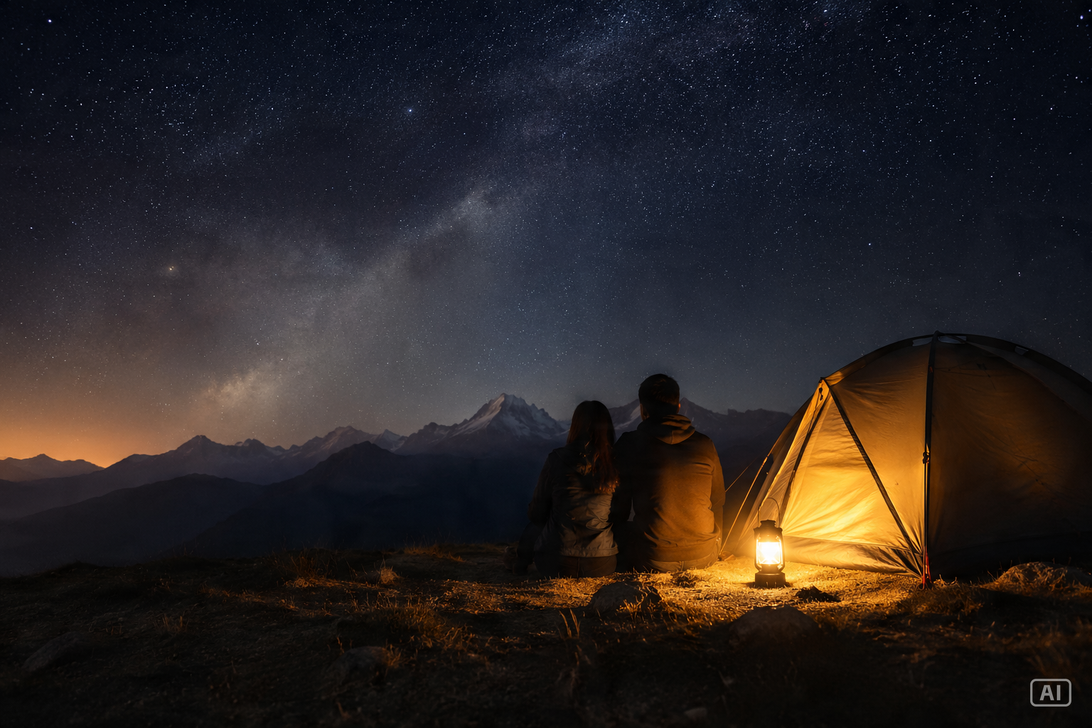 Couple camping wallpaper generated by Pippit
