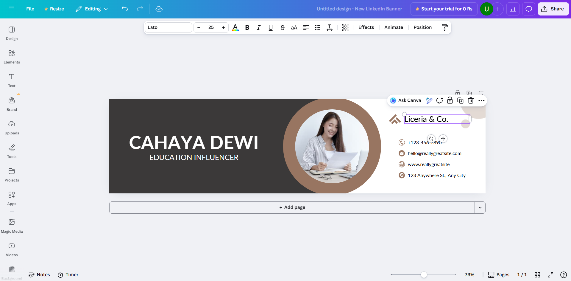 LinkedIn-Hintergrundbanner-Hersteller: Canva