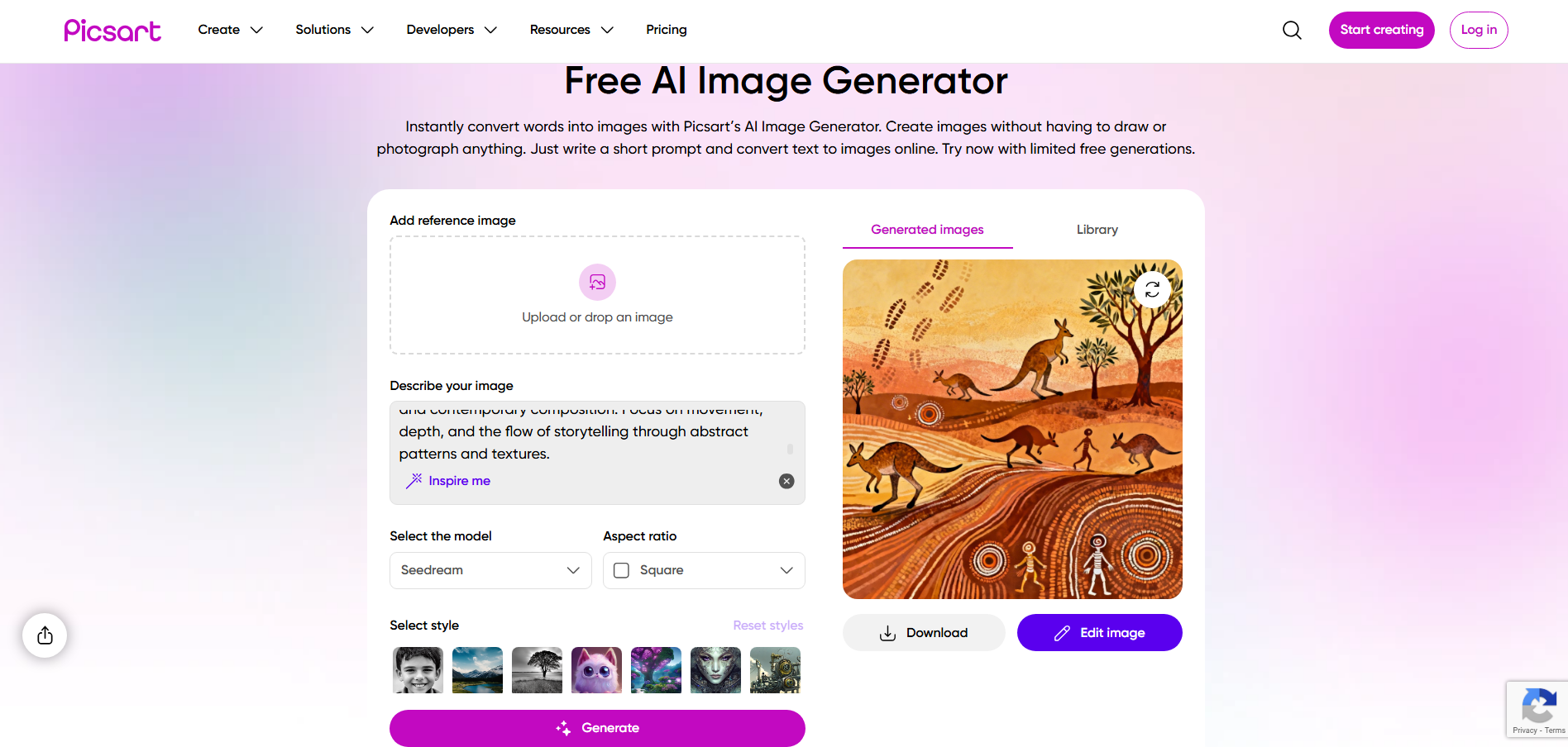 PicsArt interface