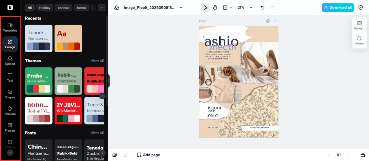Image editing space