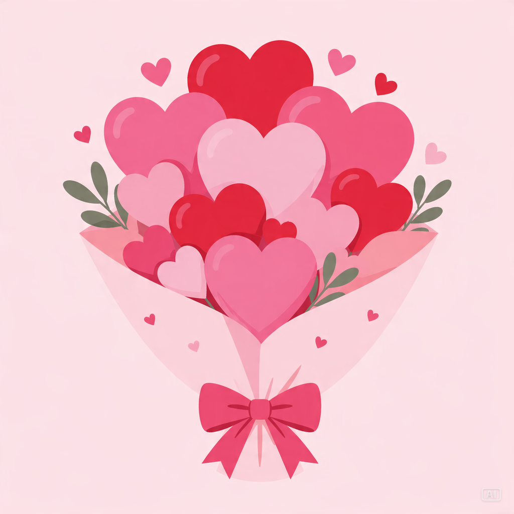Heart bouquet love you too image generated by Pippit