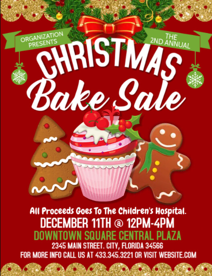 Christmas bake sale poster