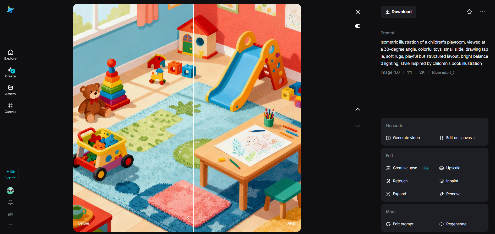 Creative upscale feature in Dreamina