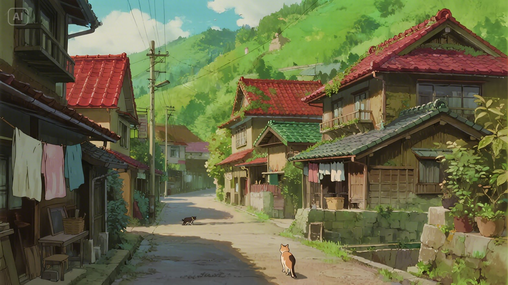 Dorpslandschap: AI Studio Ghibli kunst