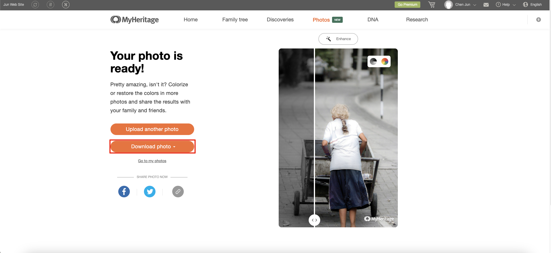 Améliorateur de photos MyHeritage gratuit