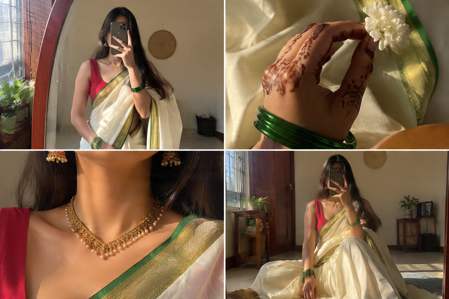 Traditional Indian Saree Lifestyle Collage