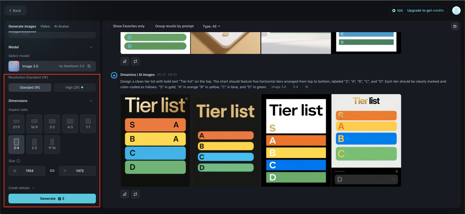 Dreamina: Make a tier list free