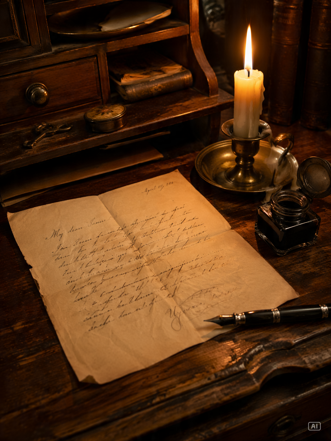 Old letter writing prompt image generated by Pippit