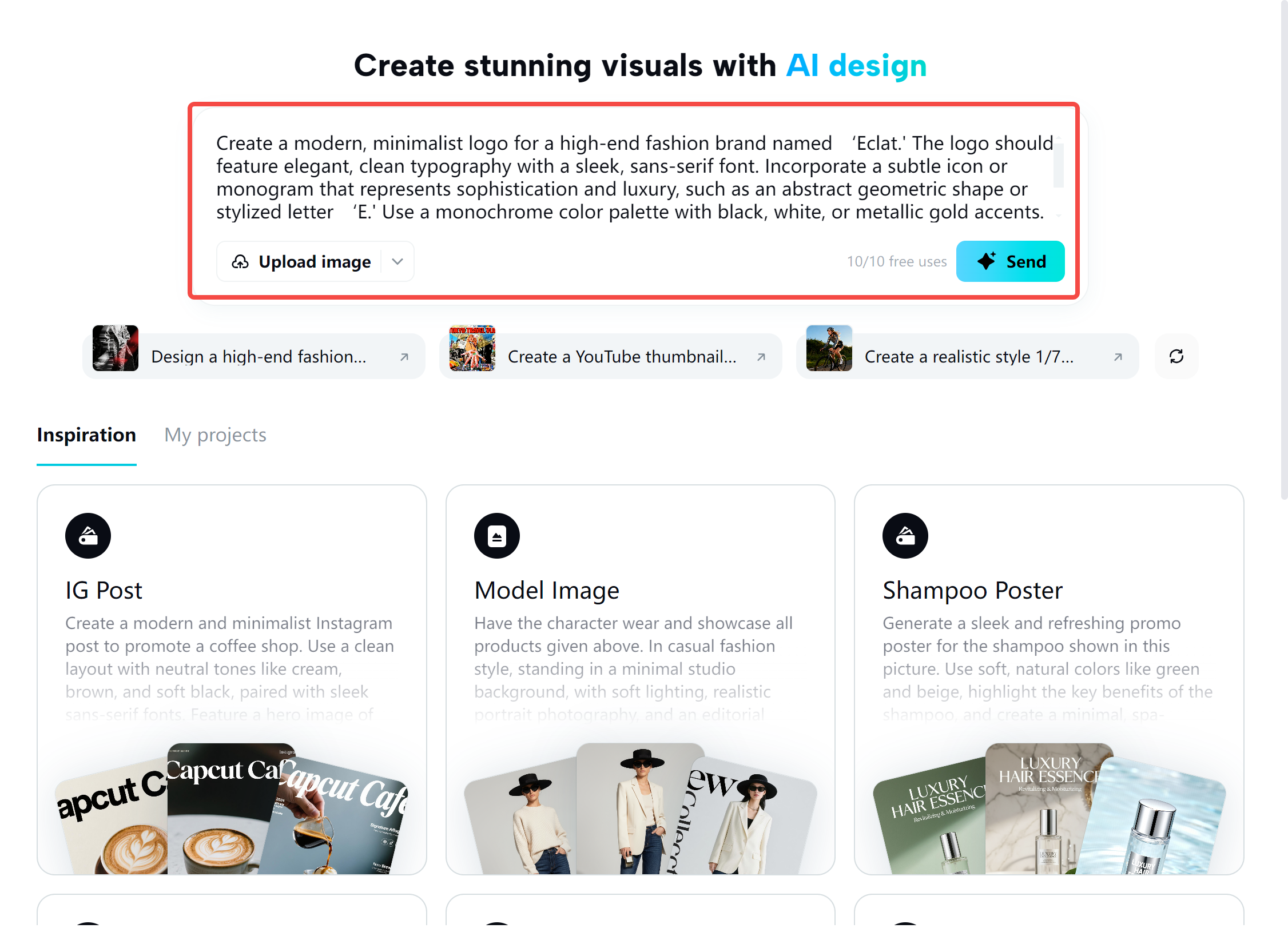 Generating fashion brand logos in the CapCut desktop video editor