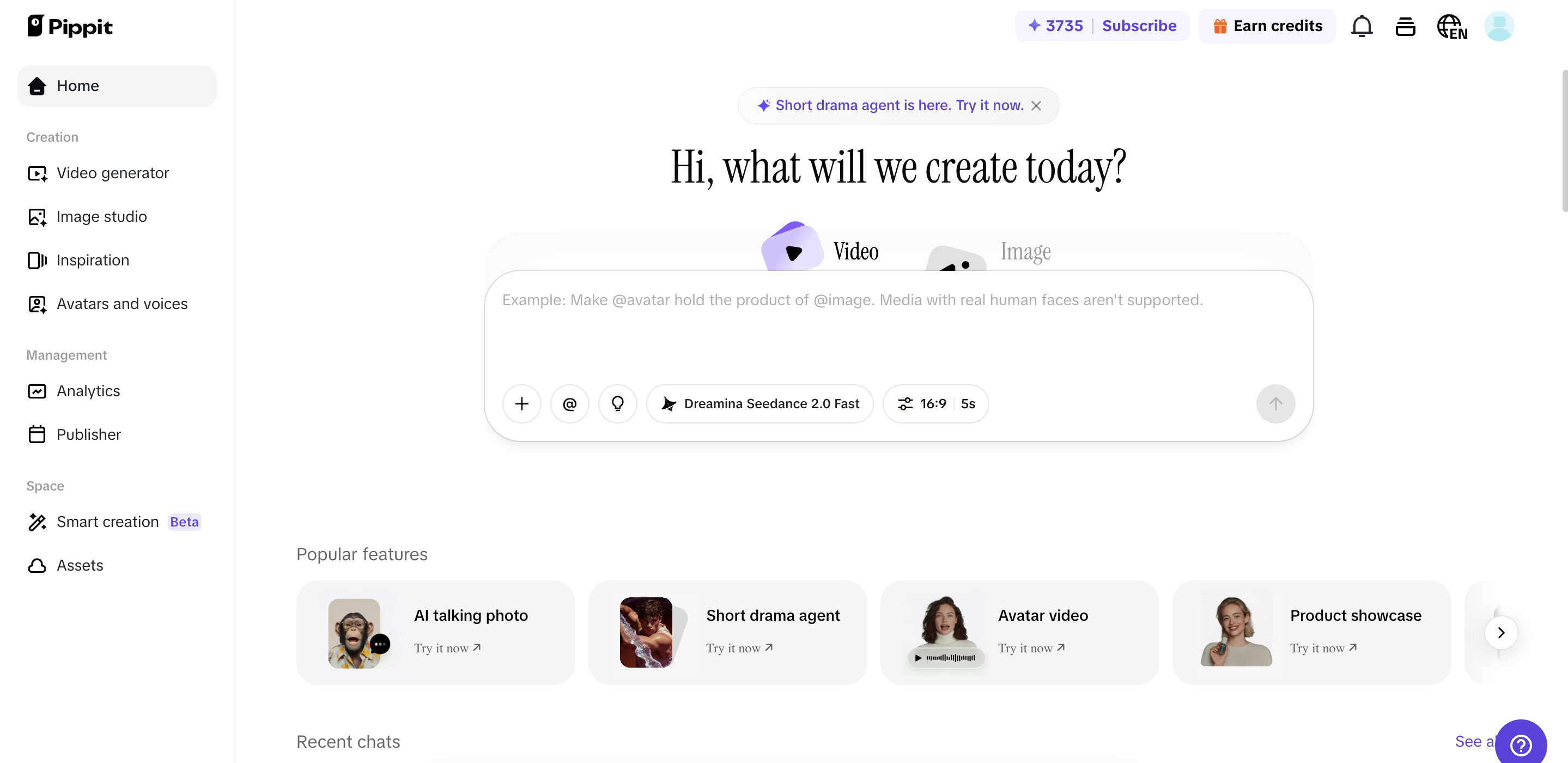 Pippit home page