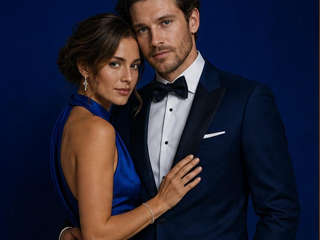 Cinematic Couple Studio Light Photo Contoh cepat 2 - Tampilan formal biru royal