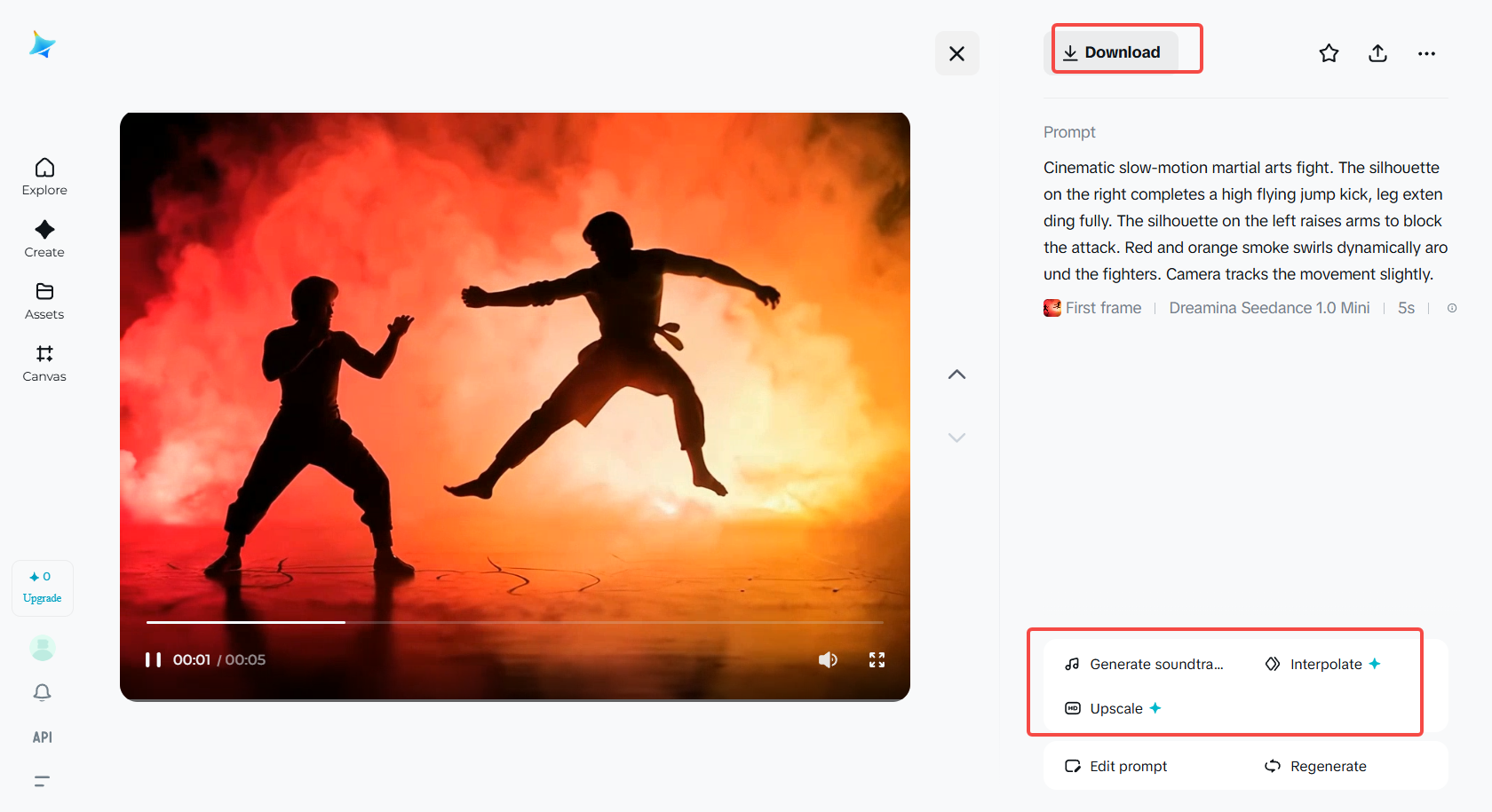 Pobieranie filmu o walce w Dreamina