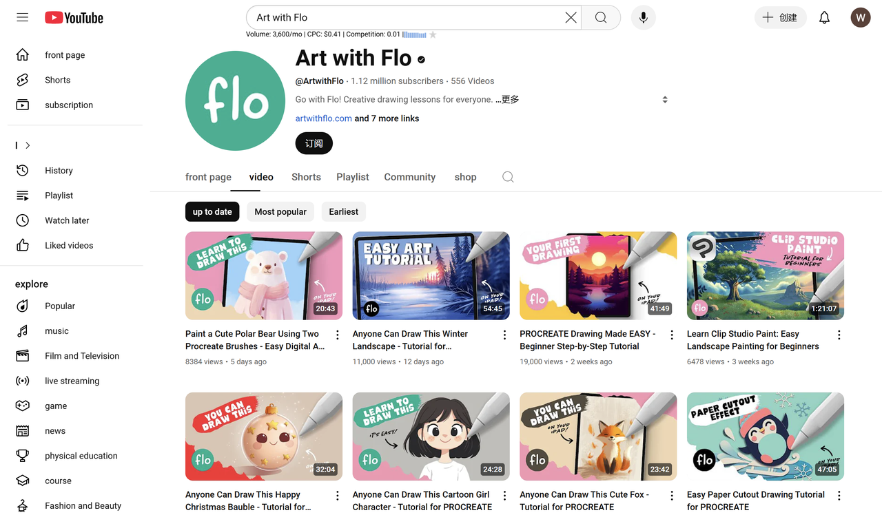 Helpot piirustustekniikat aloittelijoille Procreate YouTube -opetusohjelmassa