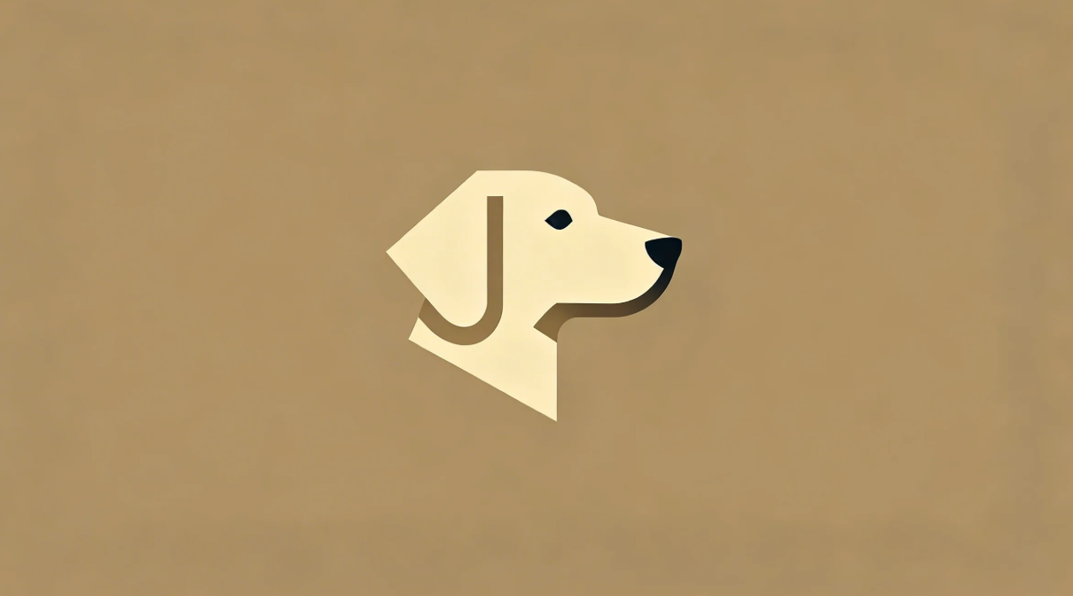 Minimalistisches Premium-Logo mit beigem Hundekopf