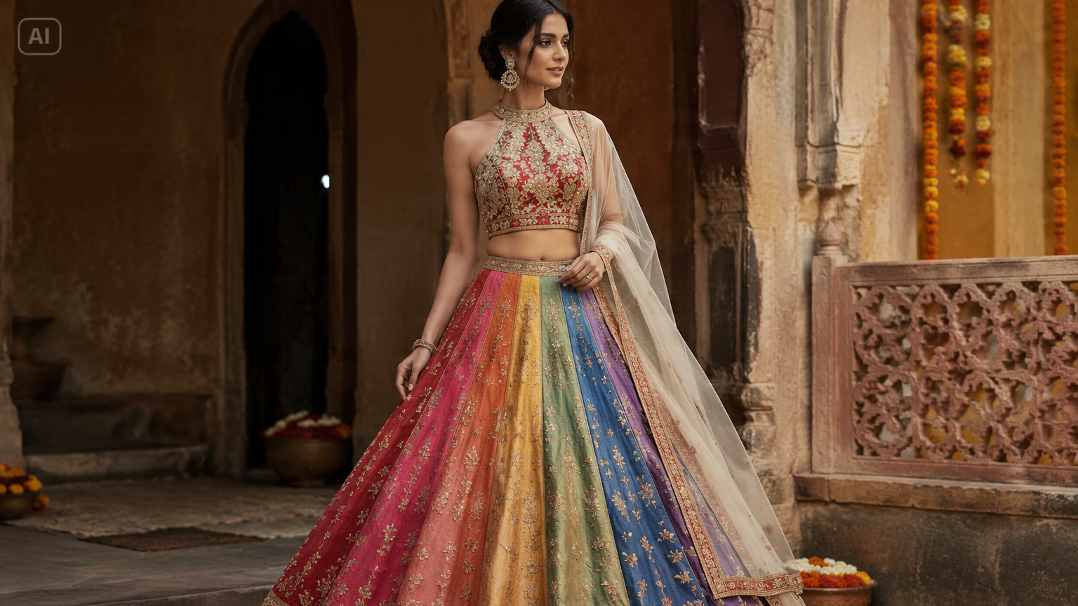 snabb sett tjej lehenga