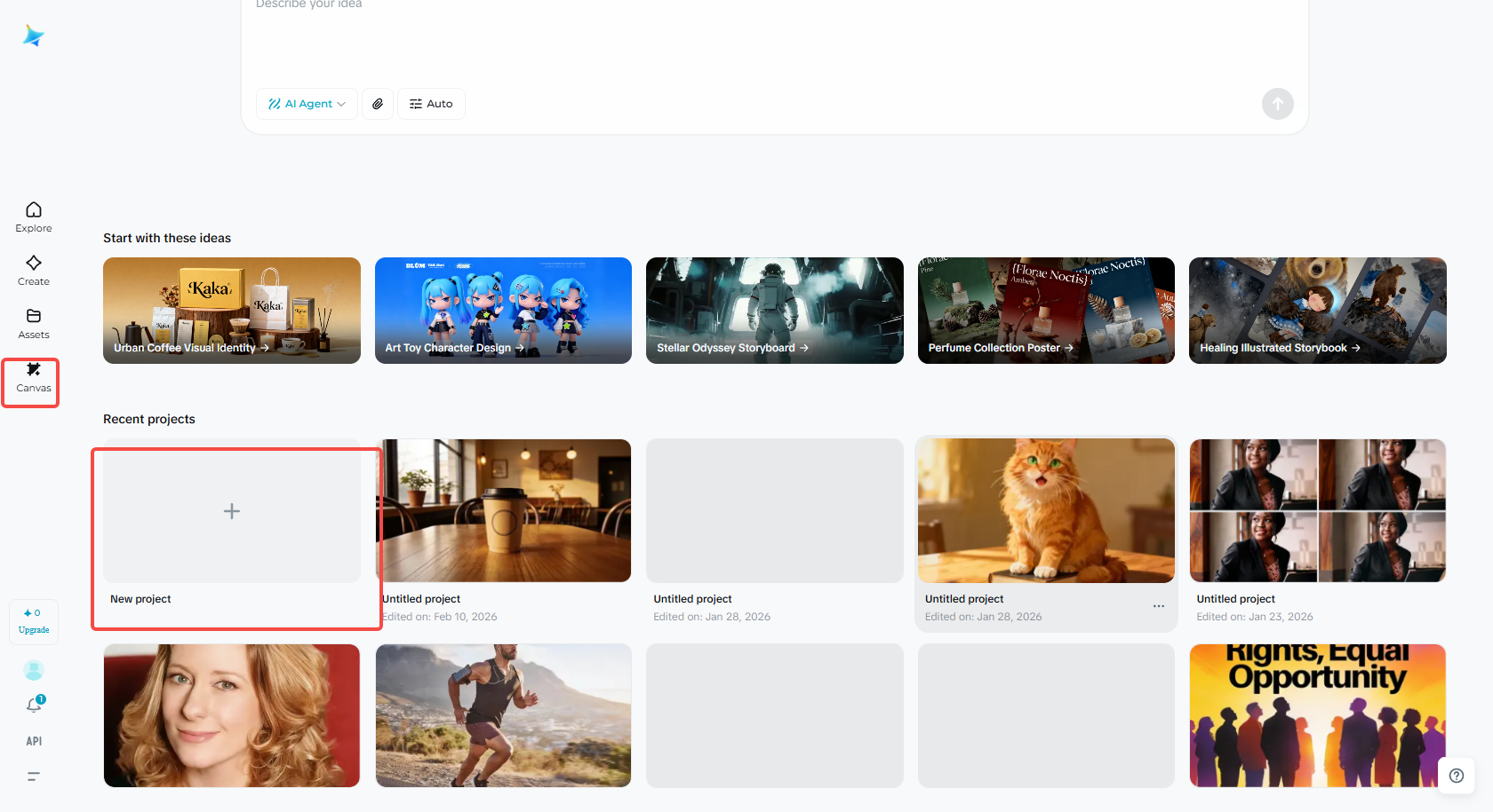 Crea un nuevo proyecto en Dreamina