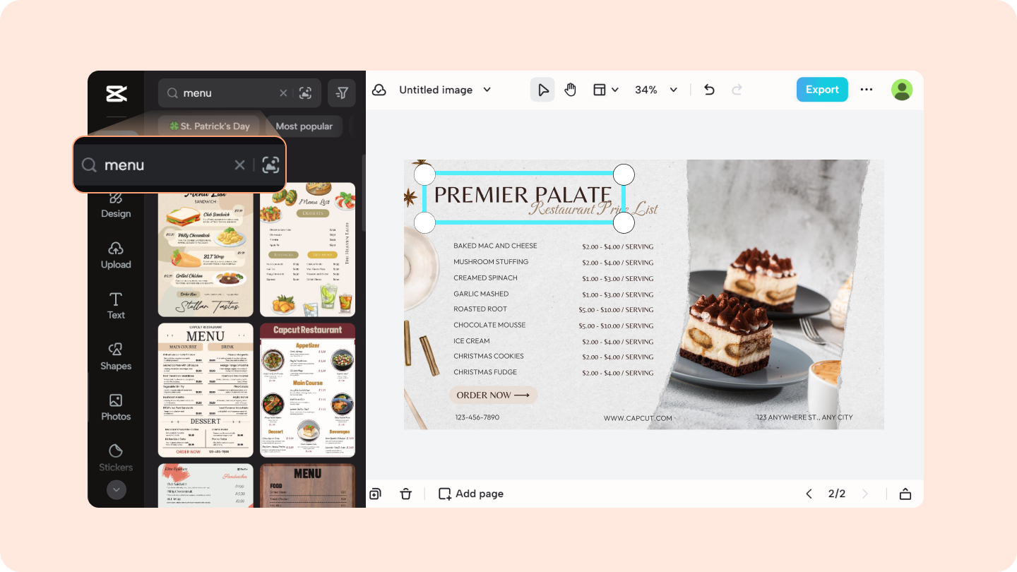 menü yapıcı web sitesi