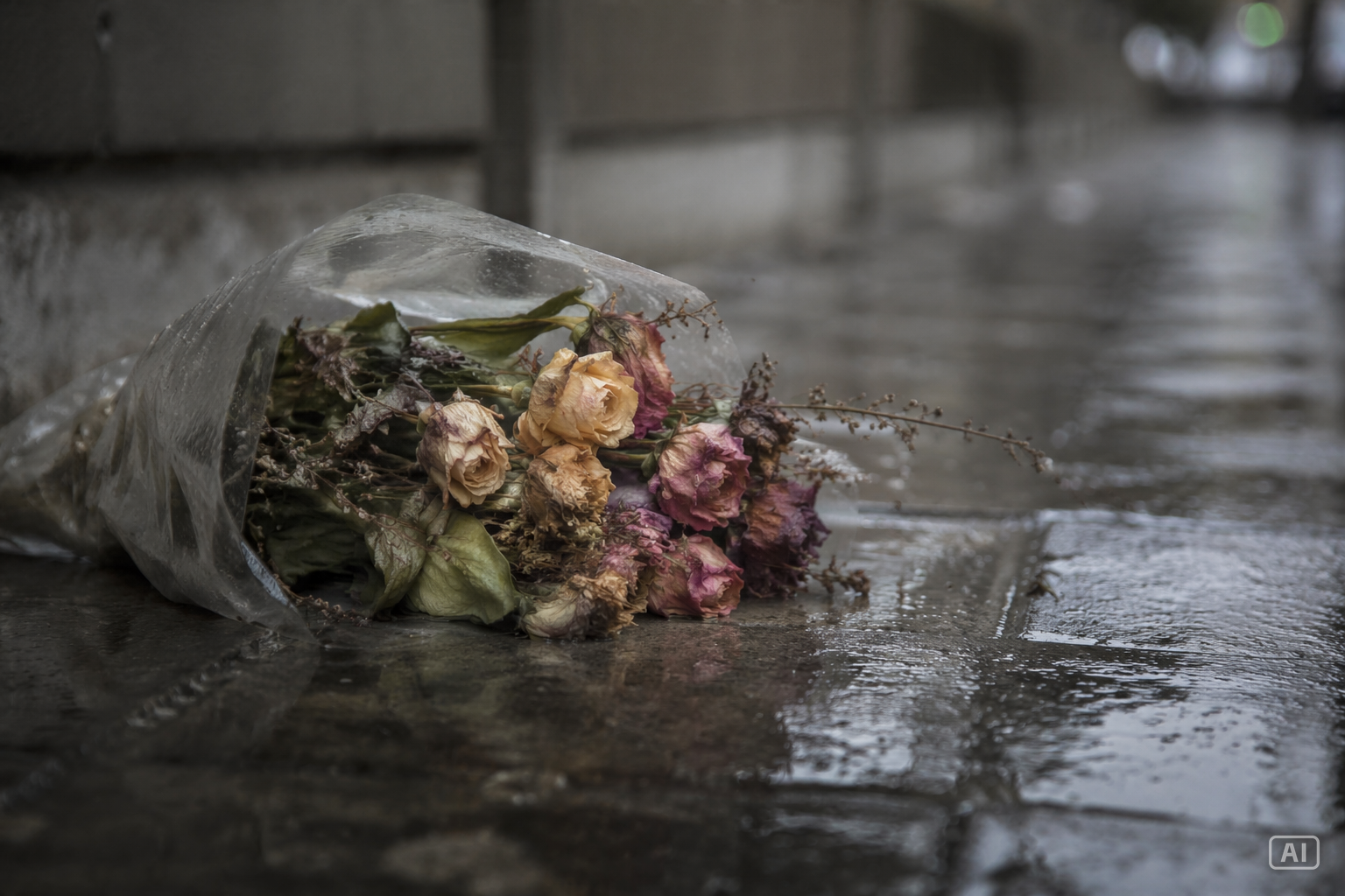 Wilted bouquet aesthetic image generated by Pippit