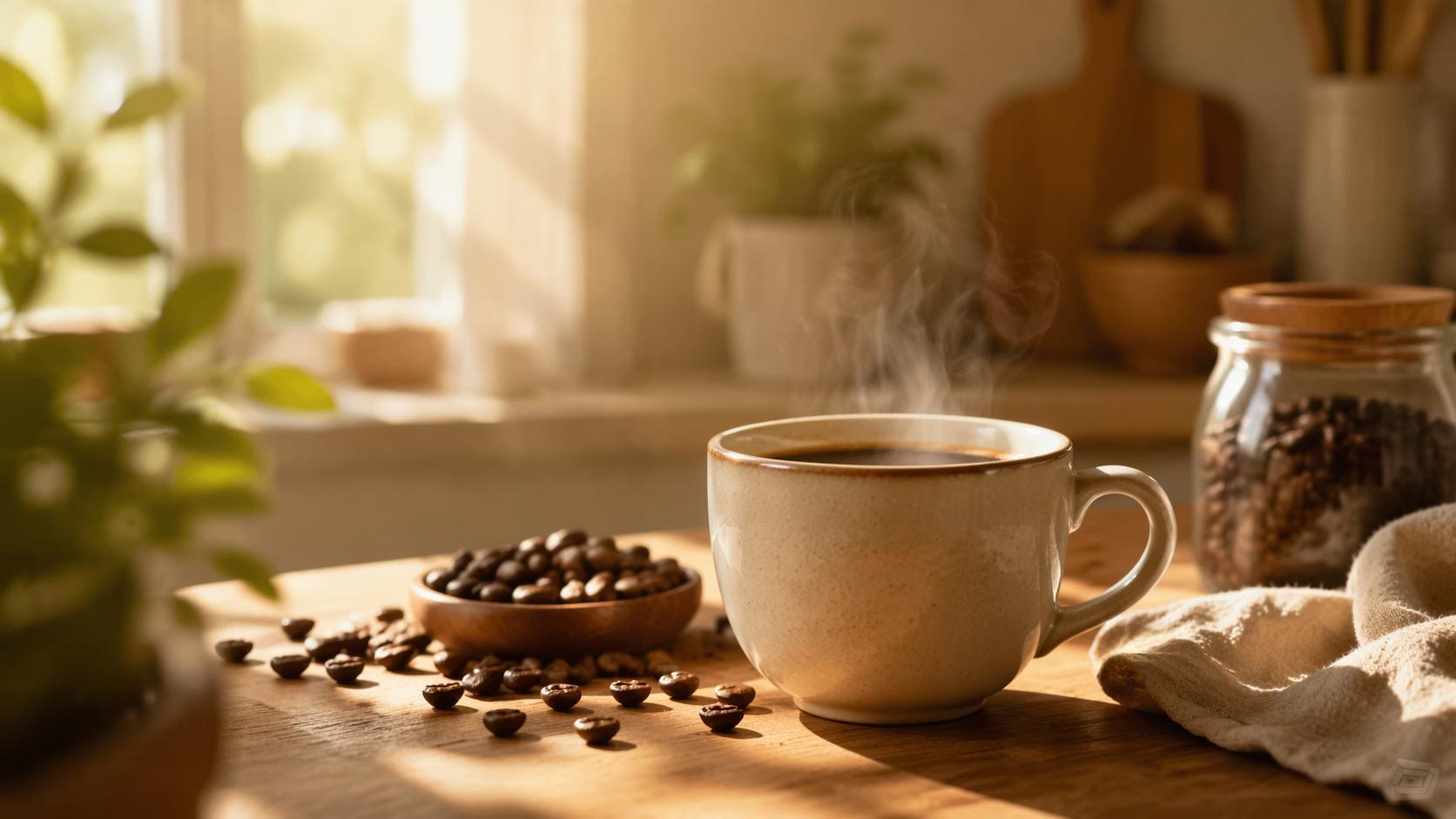 Dreamina product advertisement prompts prompt example 3: Coffee lifestyle scene