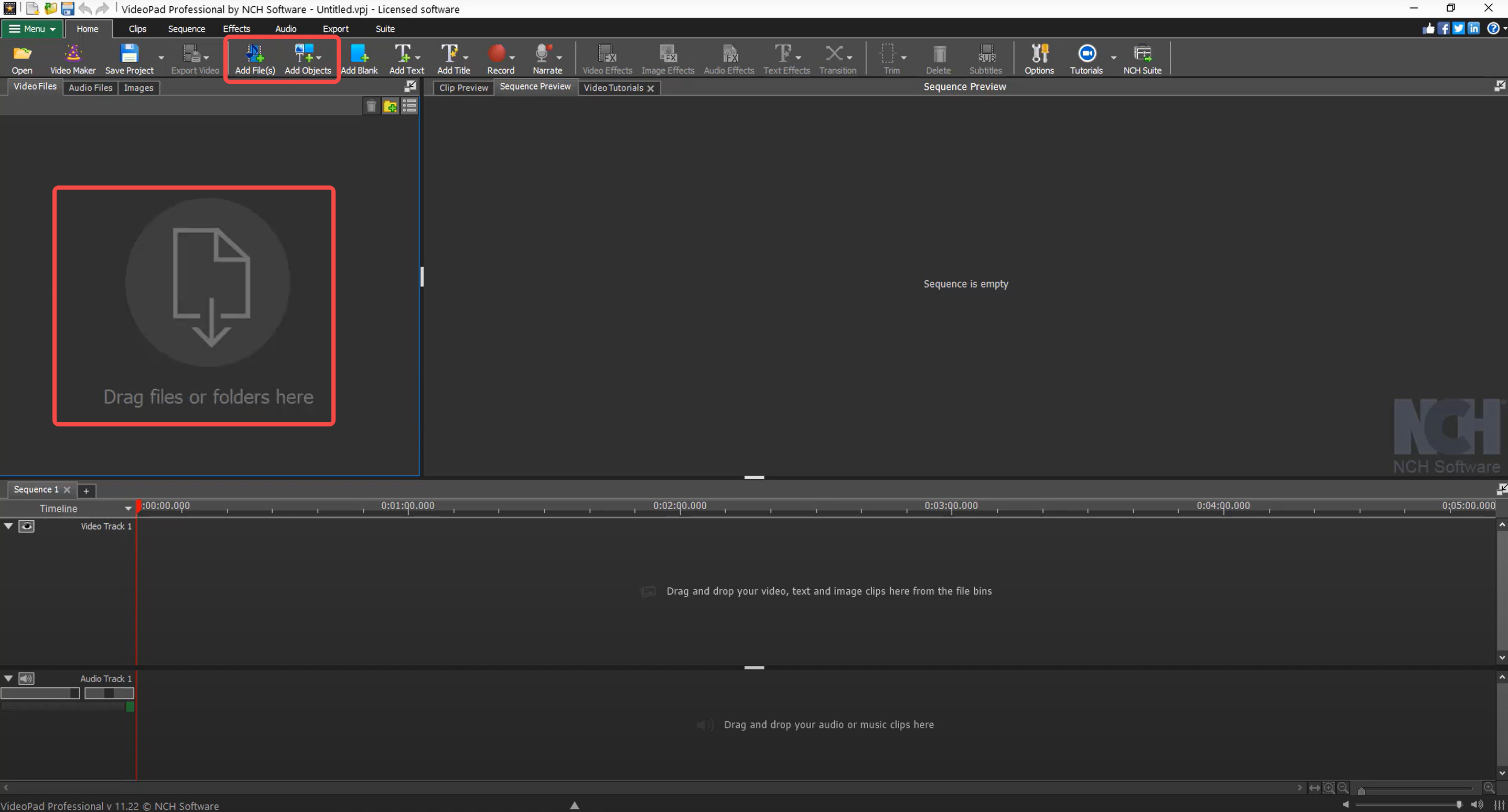 Importieren eines Videos in den VideoPad-Videoeditor
