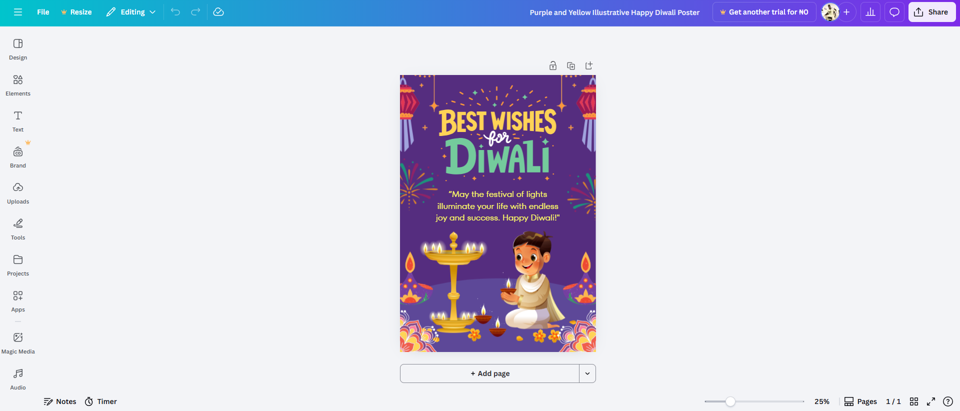 glad Diwali-affisch med Canva