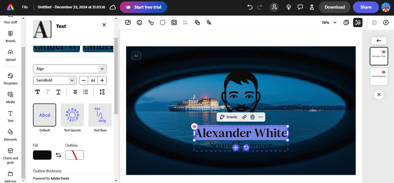 L'interface d'Adobe