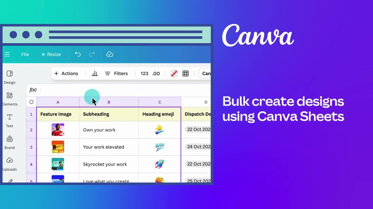Massenbearbeitungsfunktion in Canva