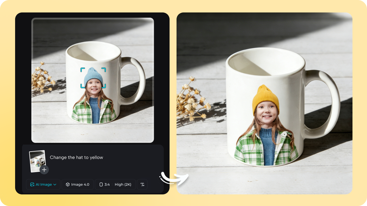perbaiki desain mug Anda dengan pengeditan AI yang cerdas