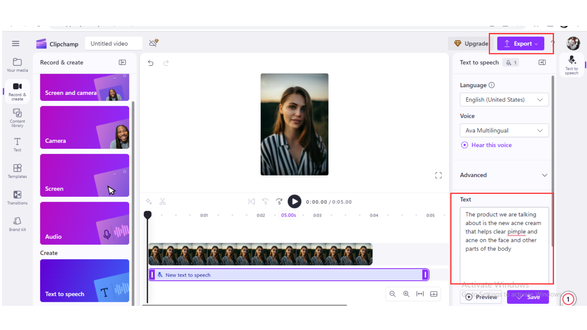 Export and share