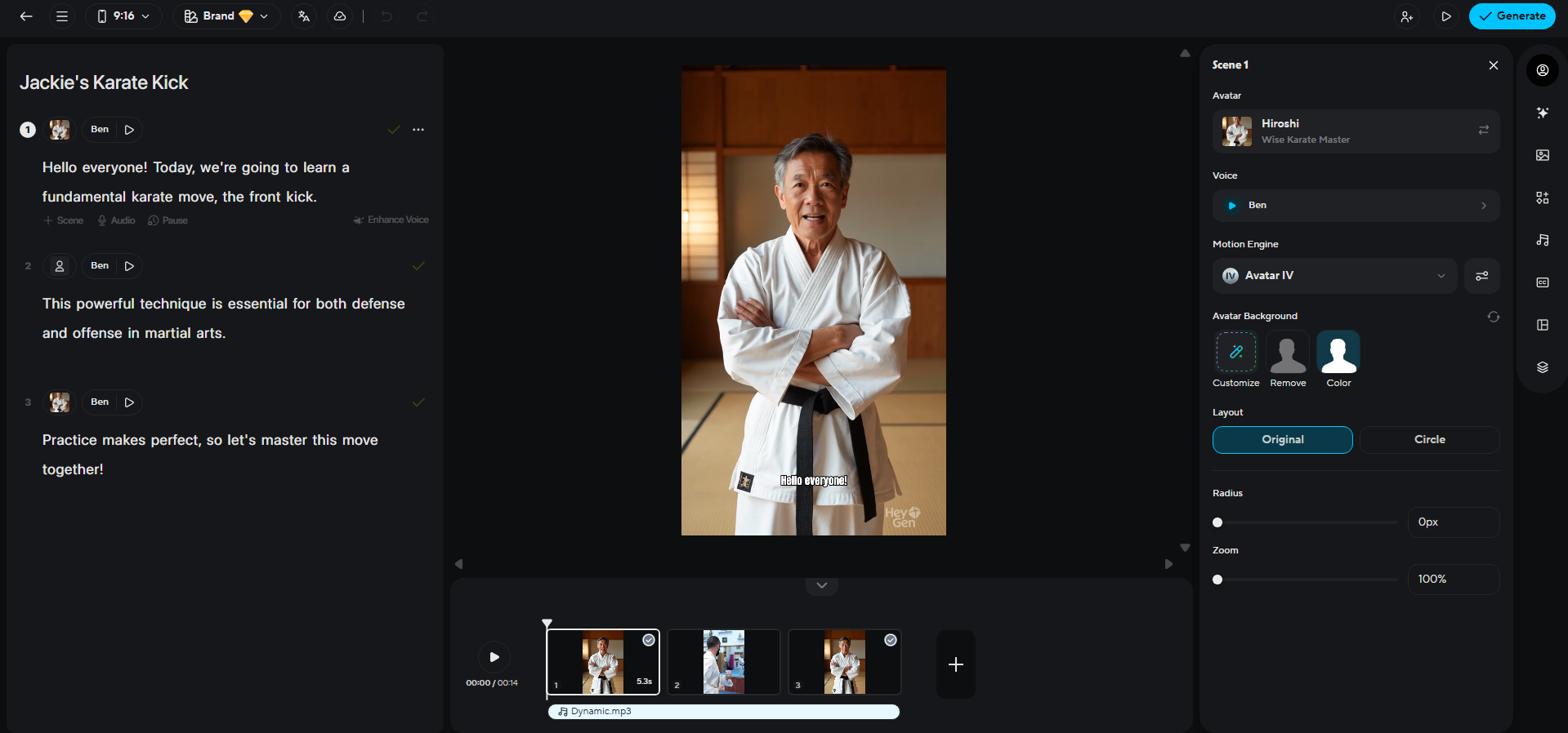 HeyGen interface