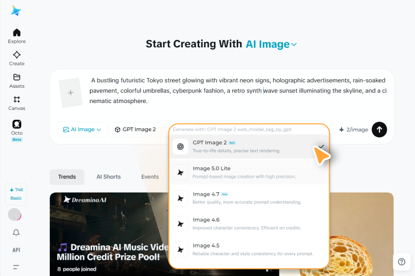 Adjust image settings & generate