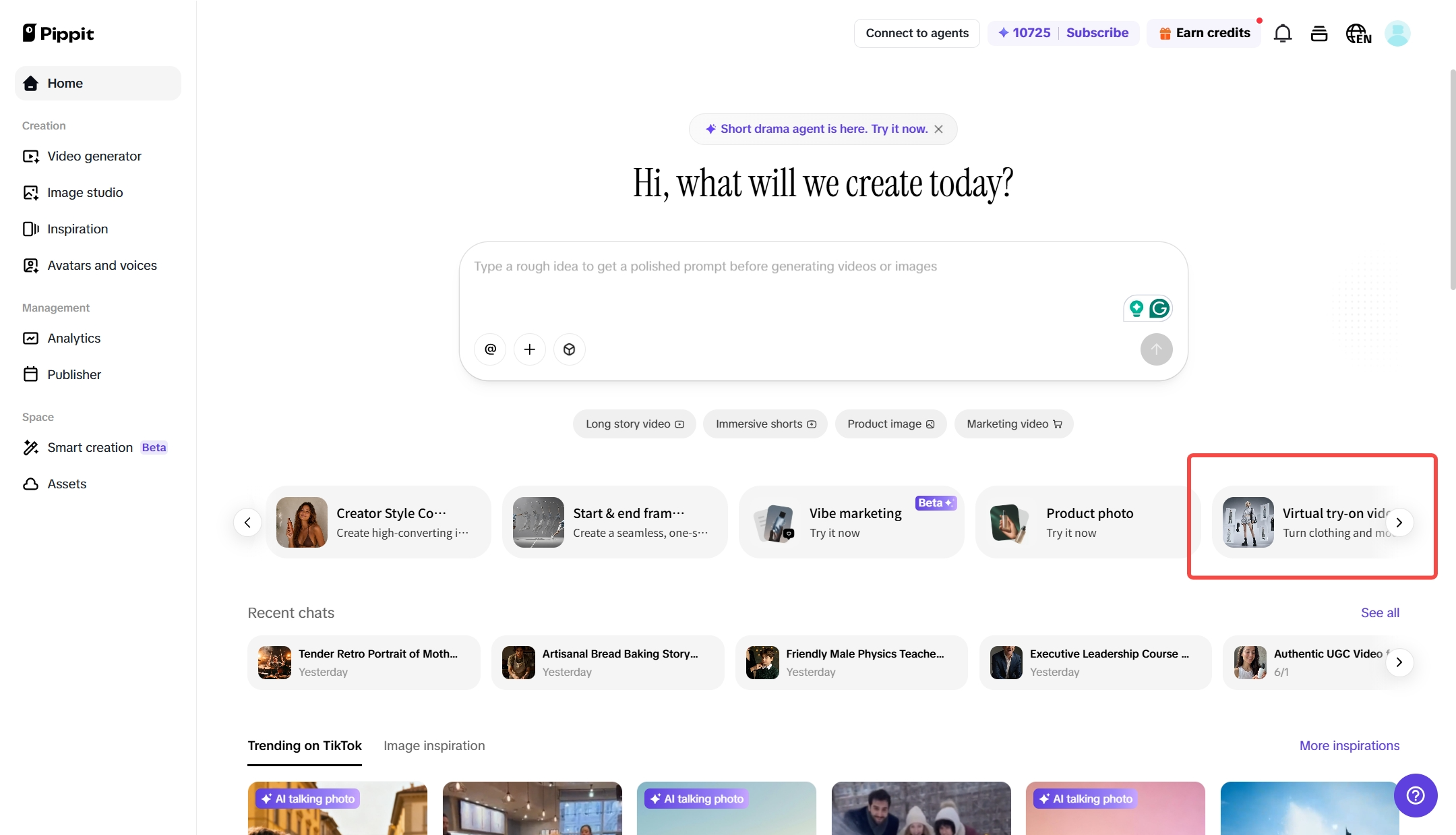 Open the Virtual try-on video tool