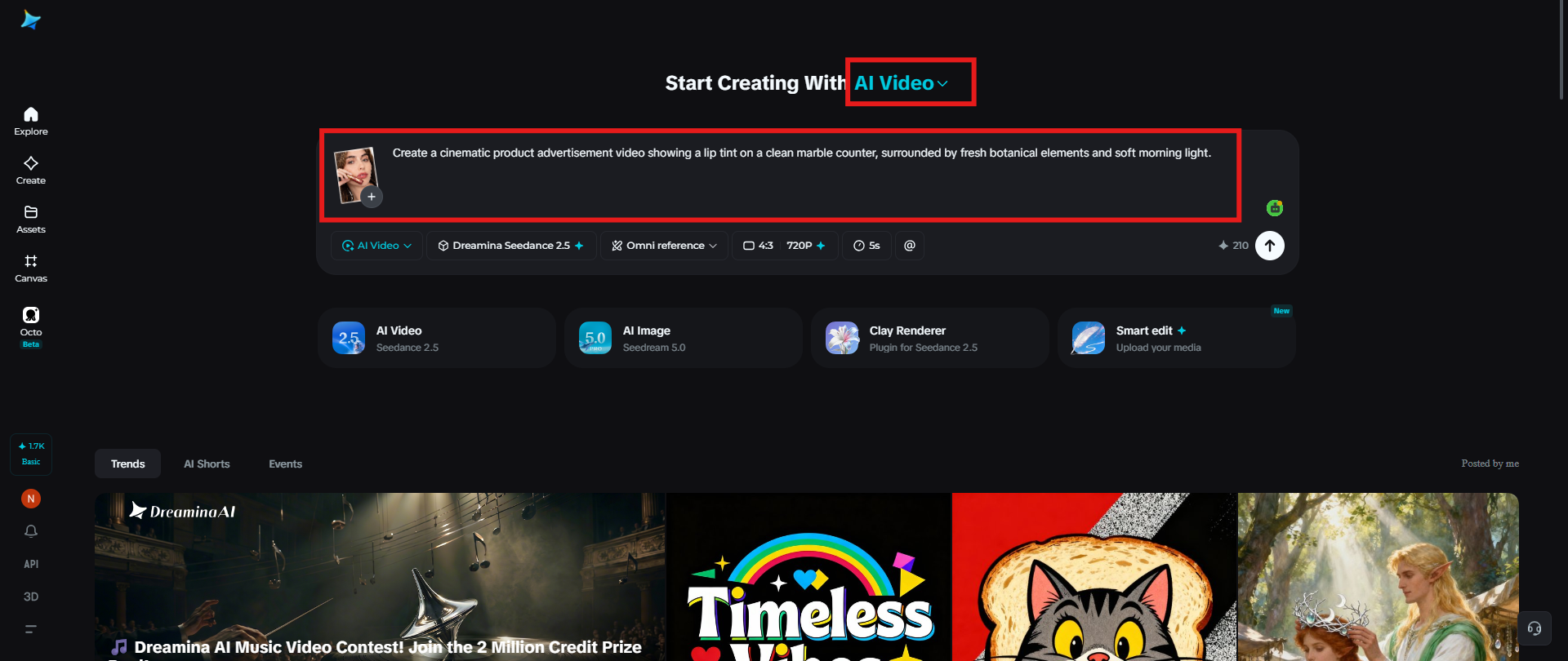 Upload references and add a prompt
