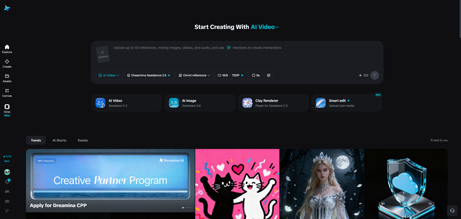 Dreamina homepage interface
