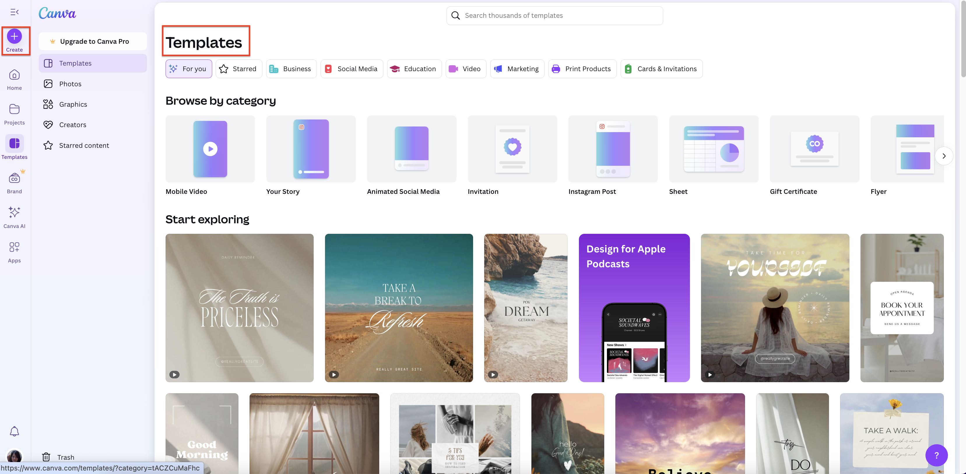 Choose template or start from scratch