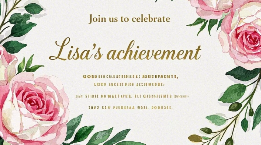 Invitación de graduación con temática floral
