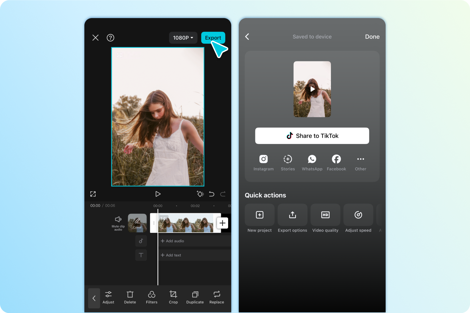 Export and share