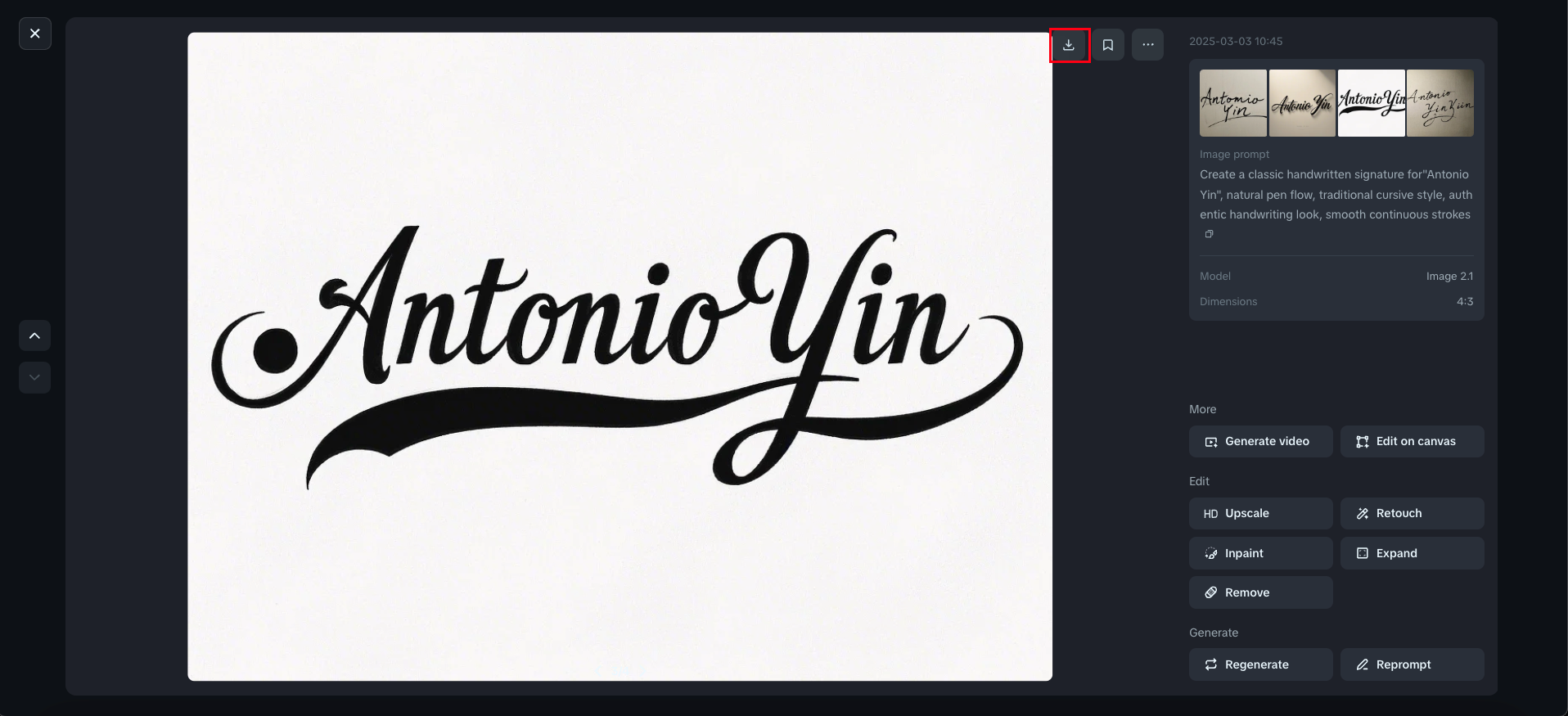 Generate signature by name