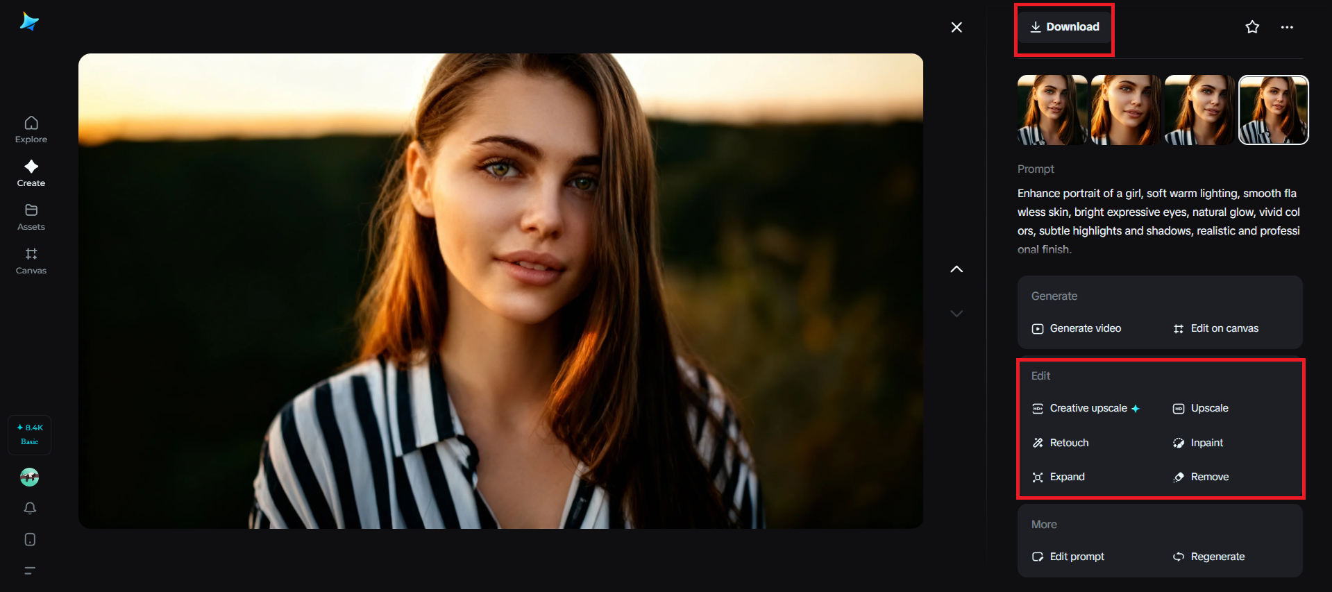 Wybierz edycję i pobierz ulepszony portret.