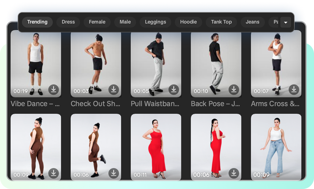 Memilih dari 140 + model fashion AI di CapCut