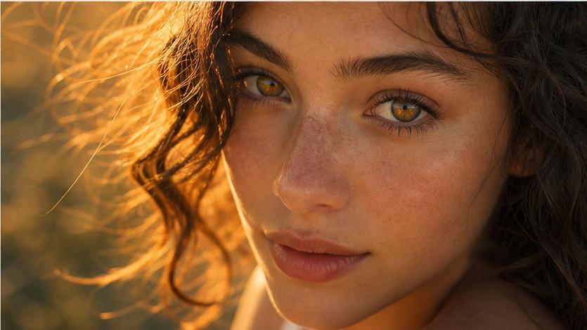 Golden Hour Close-Up Eyes Girl AI Photo example 4