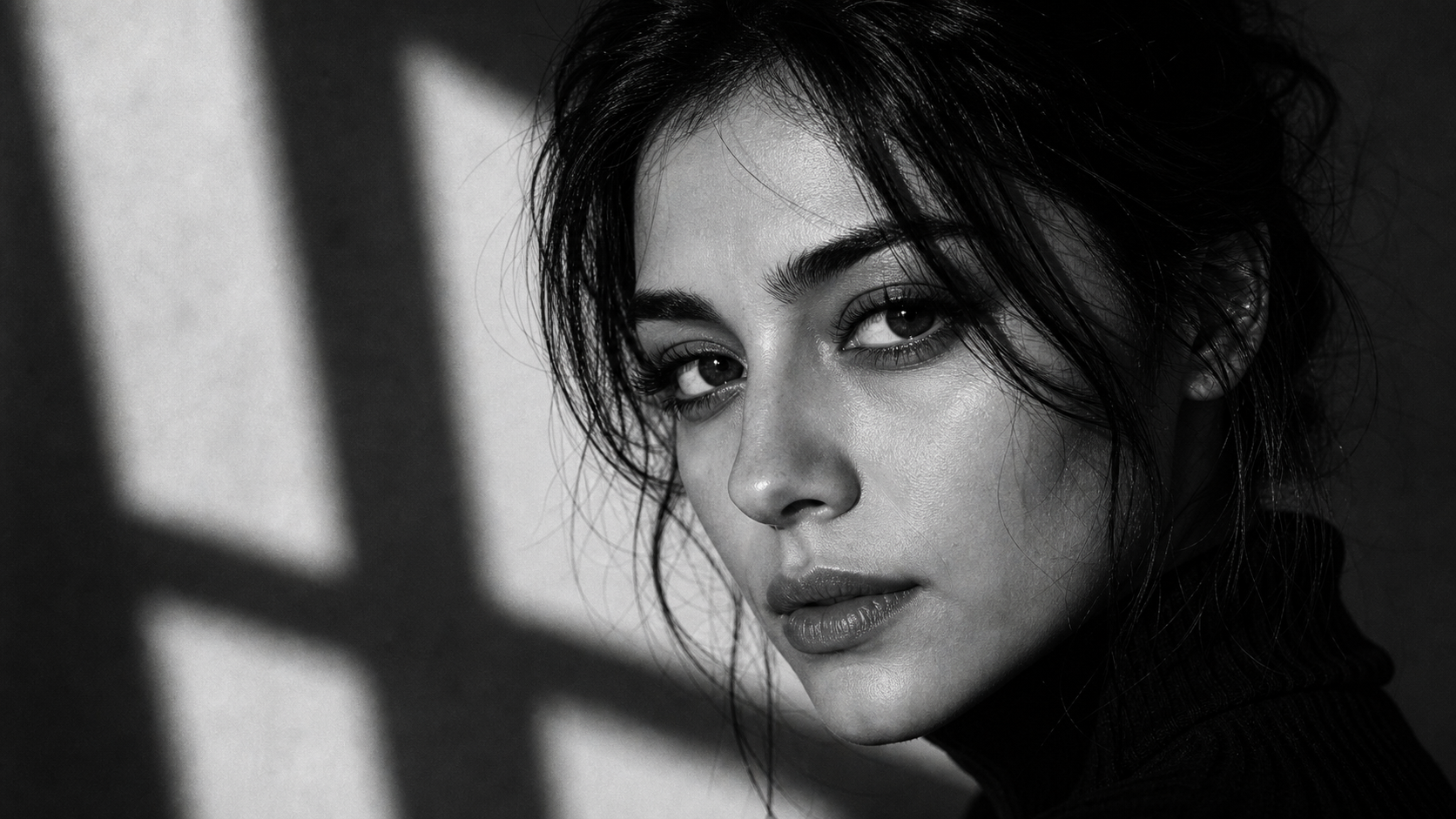 Editorial monochrome AI portrait