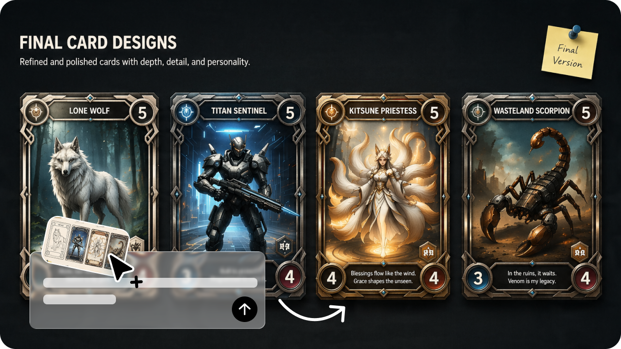 Trasforma la tua arte in carte da gioco personalizzate con lo strumento immagine-immagine