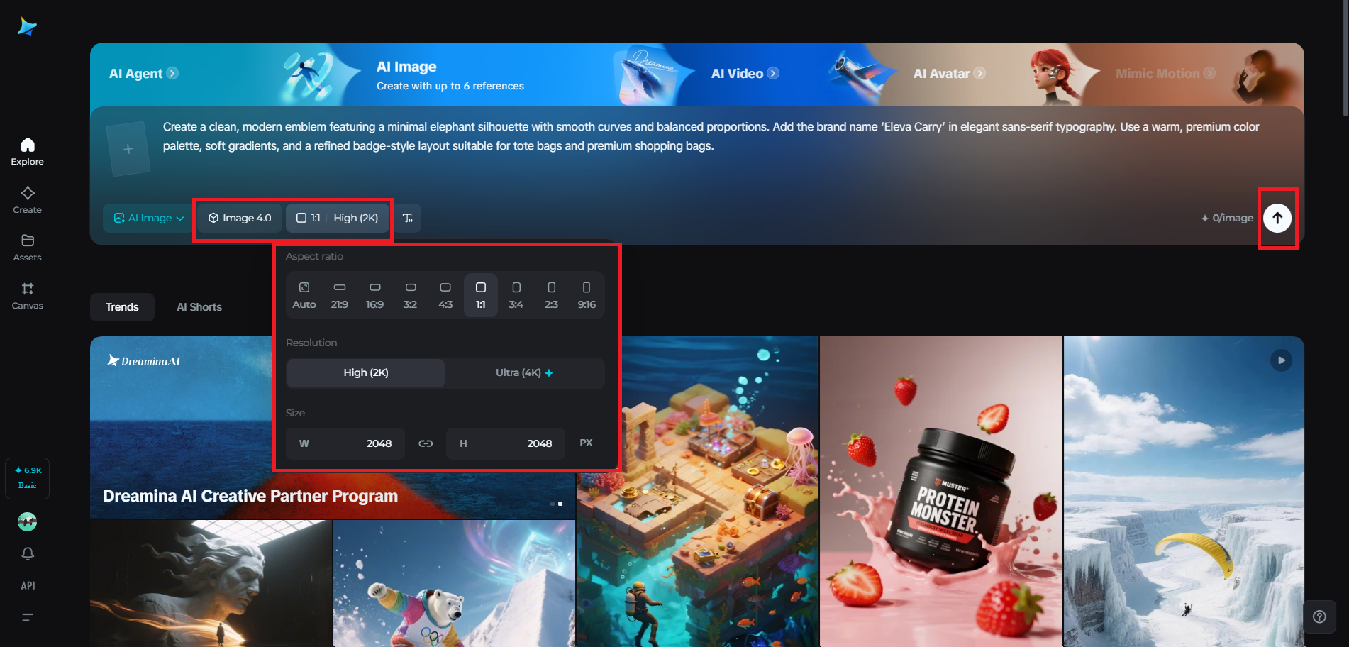 Wählen Sie Seedream 4,0 und passen Sie Ihre Einstellungen an