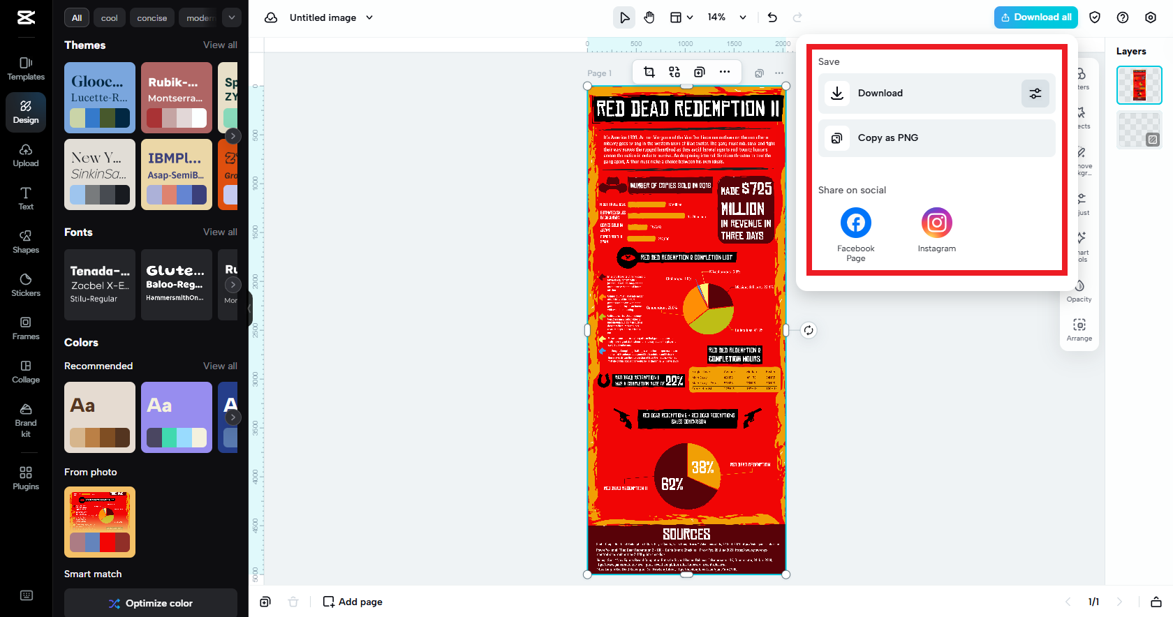 Ortaya çıkan infografik görselinizi dışa aktarın.